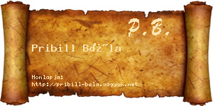 Pribill Béla névjegykártya